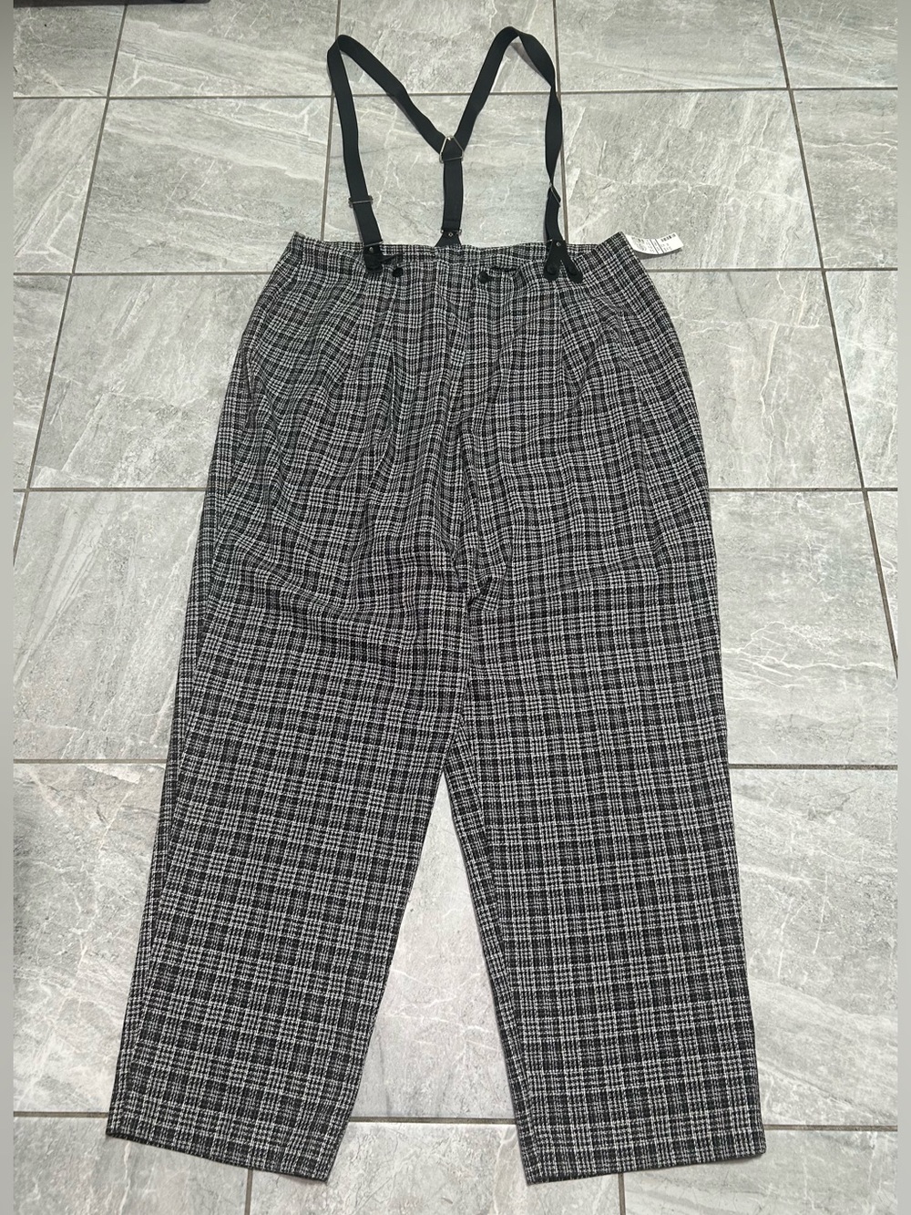 Vintage Tracy Evans Plaid Suspender Pants Womens Size 20 Deadstock USA